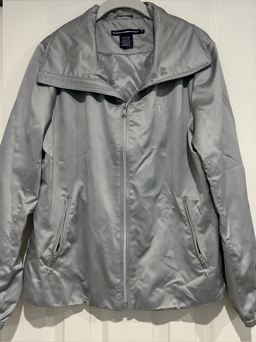 Ralph Lauren Sport Women's Light Gray Silver Zip-Front Jacket Size Large